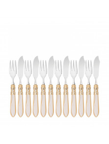 ALADDIN Golden Iron, Cutlery Set 12 pcs Fish, Box Gallery,Casa Bugatti