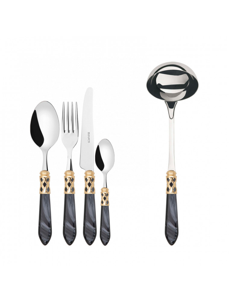 Aladdin dorata, Set 49 posate, Scatola Wengè, Casa Bugatti Aladdin dorata, Set 49 posate, Scatola Wengè, Casa Bugatti