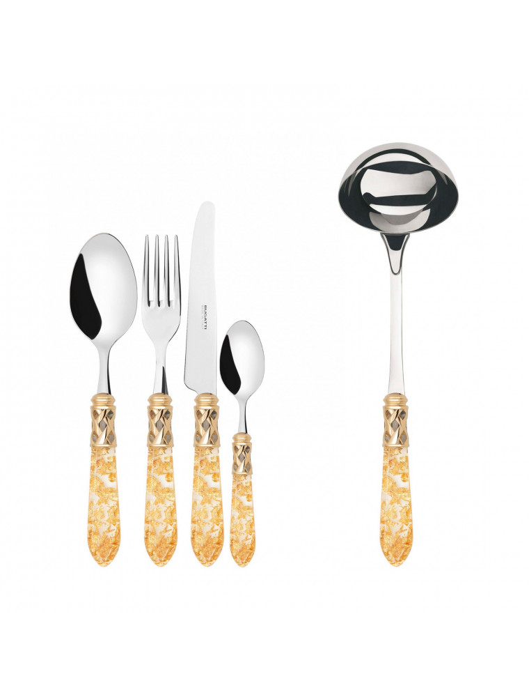 Aladdin dorata, Set 49 posate, Scatola Wengè, Casa Bugatti Aladdin dorata, Set 49 posate, Scatola Wengè, Casa Bugatti
