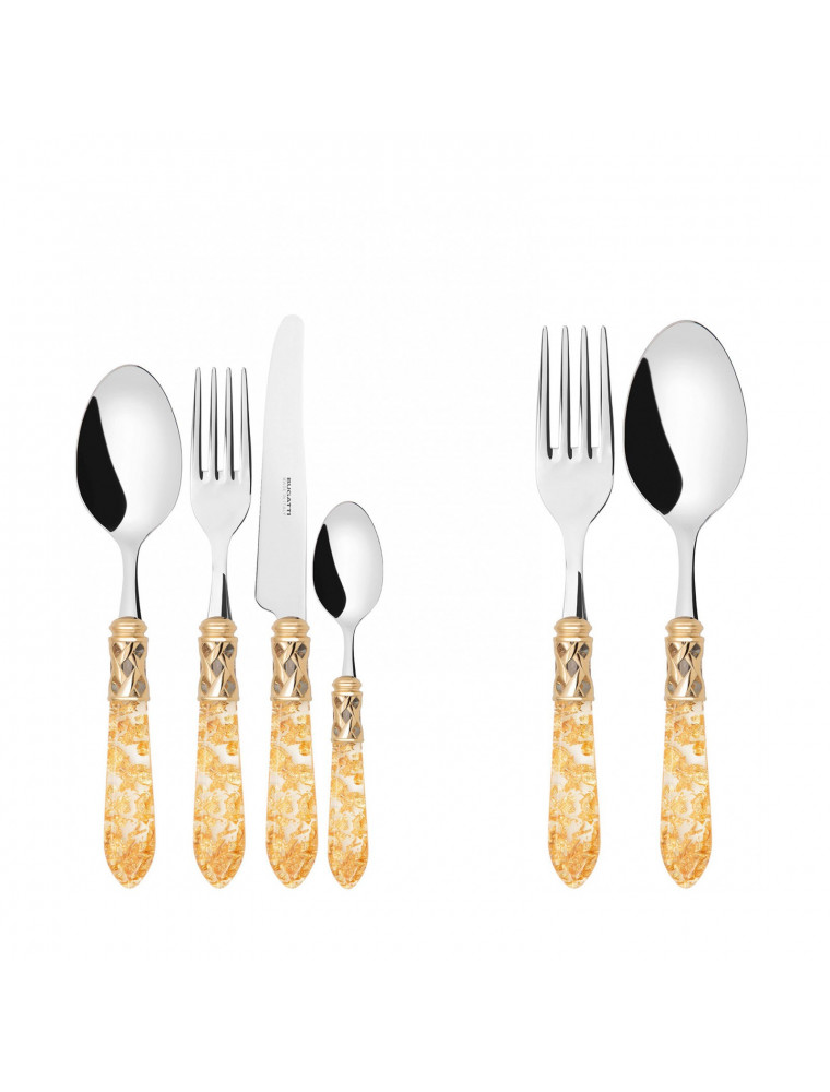 Aladdin dorata, Set 50 posate, Scatola Wengè, Casa Bugatti Aladdin dorata, Set 50 posate, Scatola Wengè, Casa Bugatti
