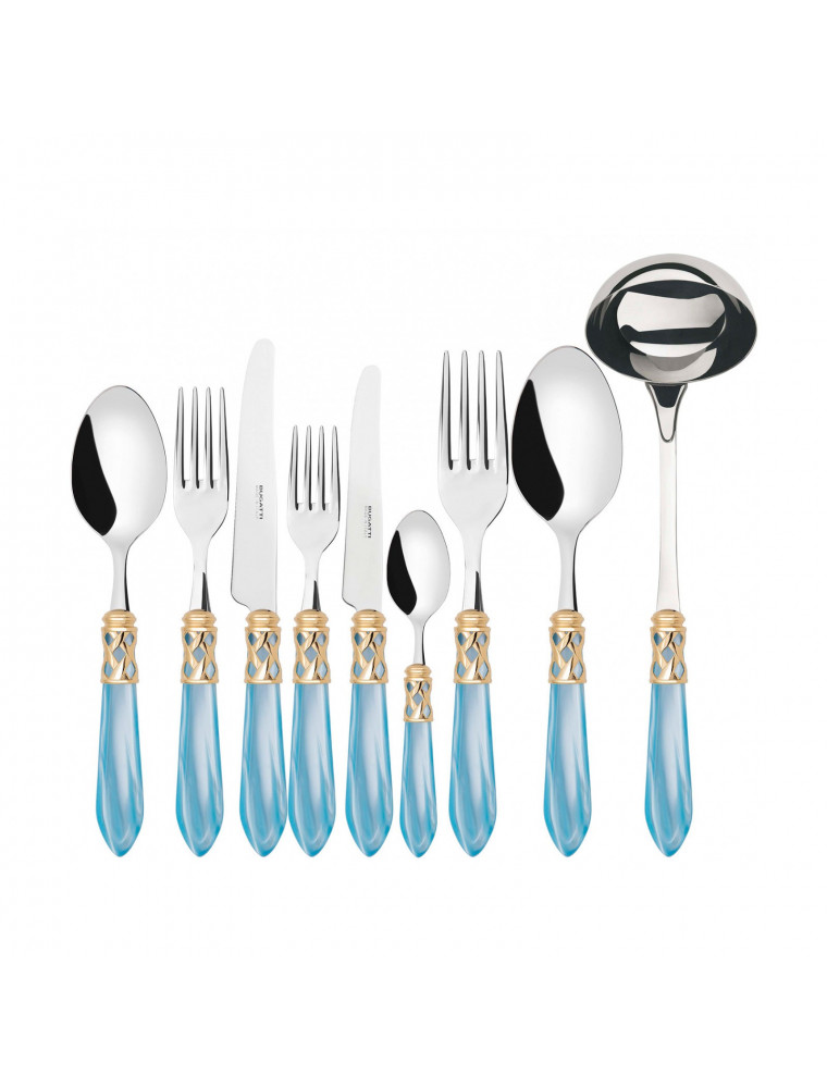 Aladdin dorata, Set 75 posate, Scatola wengè, Casa Bugatti Aladdin dorata, Set 75 posate, Scatola wengè, Casa Bugatti