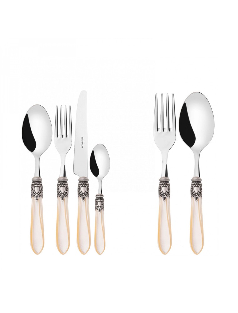 OXFORD Ghiera Argento Anticato, Posate Set 50 pz, Scatola Gallery, Casa Bugatti