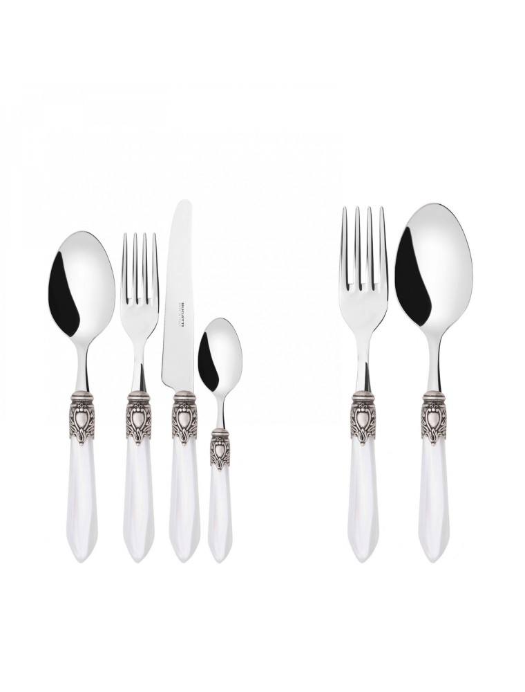 OXFORD Ghiera Argento Anticato, Posate Set 50 pz, Scatola Gallery, Casa Bugatti