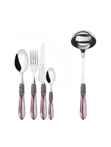 OPTICAL Ghiera Argento Anticato, Posate Set 49 Pz, Scatola Wenge, Casa Bugatti