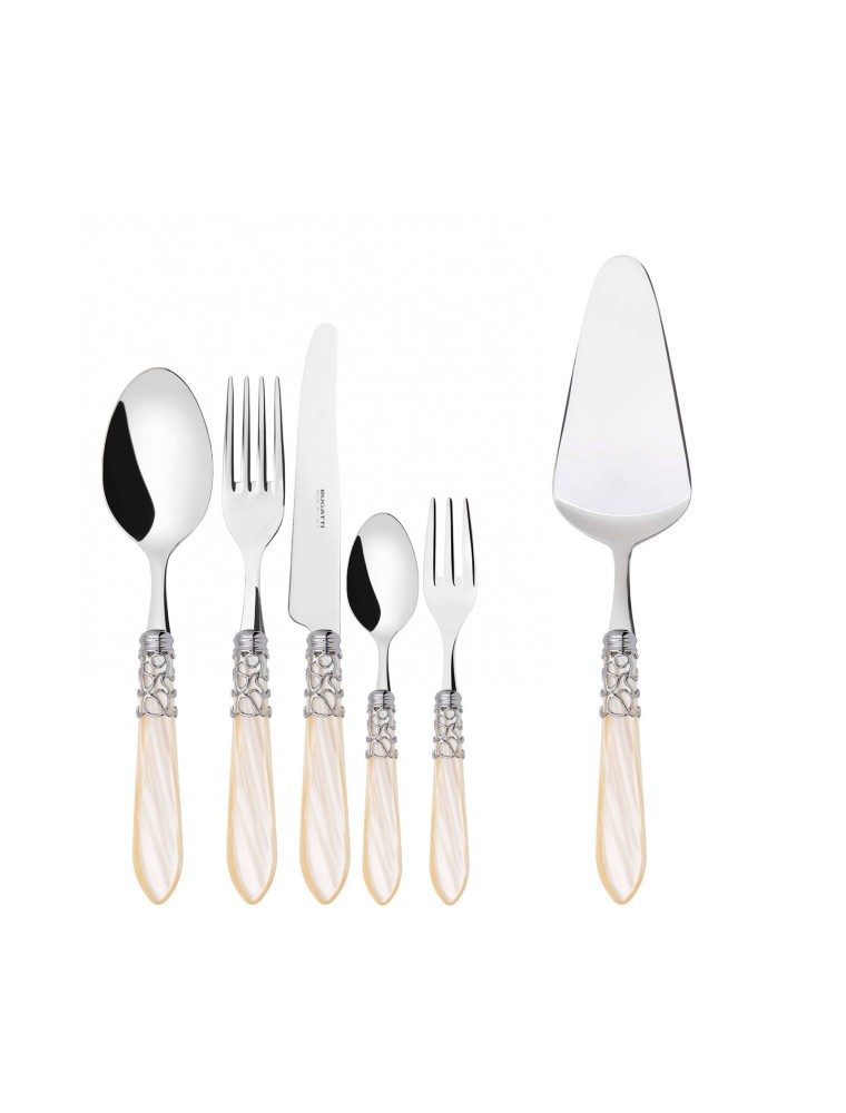 Anel cromado MELODIA, conjunto de talheres 31 peças, caixa de galeria, Casa Bugatti