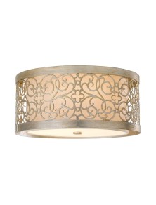 ARABESQUE, Arabic Round Silver Leaf Ceiling Light, Feiss