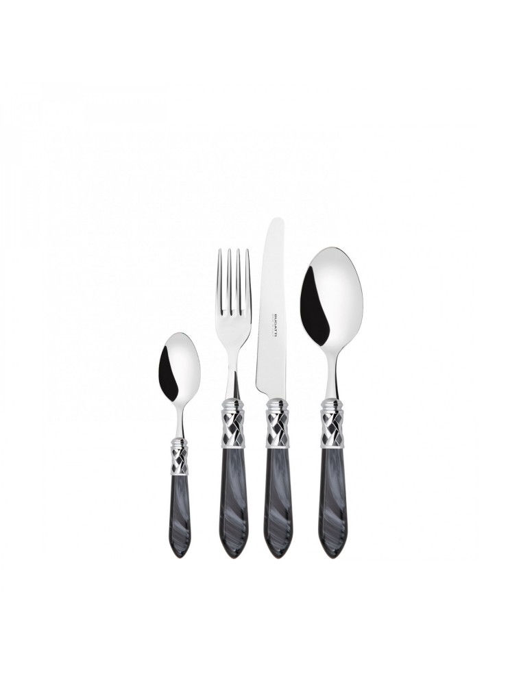 Anel cromado ALADDIN, conjunto de talheres 24 peças, caixa de galeria, Casa Bugatti