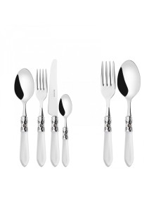 ALADDIN Bague Chromée, Set de Couverts 50 pcs, Boîte en Bois Wengé, Casa Bugatti