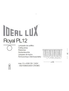 ROYAL PL12, Plafondlamp, Ideal Lux