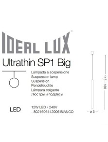 ULTRATHIN SP D100 ROUND, Sospensione, Ideal Lux