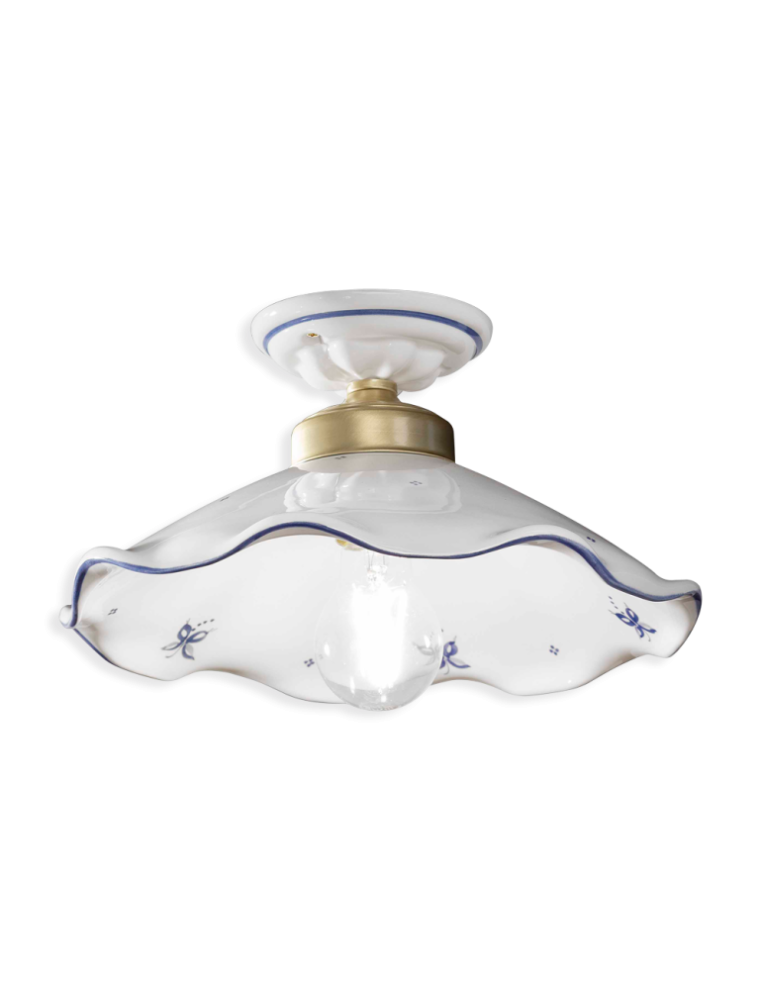 CLASSIC BELLUNO C033, Lampada a Soffitto Plafoniera in Ceramica, Ferroluce