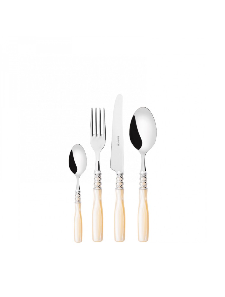 ARIANNA Ghiera Cromata, Posate Set 24 Pz, Scatola Compact, Casa Bugatti