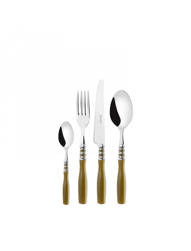 ARIANNA Ghiera Cromata, Posate Set 24 Pz, Scatola Compact, Casa Bugatti