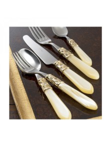 ALADDIN Ghiera Dorata, Posate Set 24 pz, Scatola Legno Wengè, Casa Bugatti