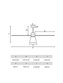 AMELIA CONE LED, Ventoinha de teto com luz, Faro Barcelona