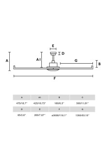 ROTTERDAM 30 XXL, Ventilatore senza Luce, Faro Barcelona
