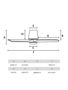 HEYWOOD TUB S, Plafondventilator met Licht, Faro Barcelona