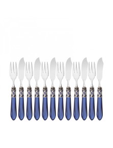 ALADDIN Aro Plata Envejecida, Set de Cubiertos de Pescado 12 piezas, Casa Bugatti