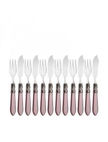 ALADDIN Anel Prata Envelhecida, Conjunto de Talheres de Peixe 12 peças, Casa Bugatti