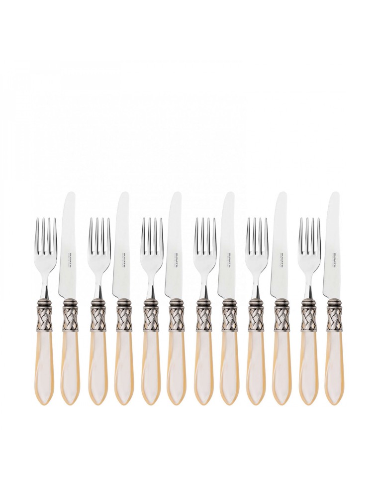 ALADDIN Ghiera Argento Anticato, Posate Set 12 pz Frutta, Casa Bugatti